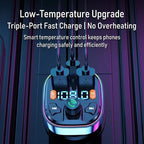 Wireless Car Bluetooth 5.0 FM Transmitter Radio Adapter RGB Light PD Fast Charger 3 Ports Hands-Free Call Bass Boost MP3