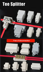T‑Type Wire Connector ZK Terminal Splitter I-type Brass Clamp Electrical Wire Junction Box for Household Lighting Socket Wiring