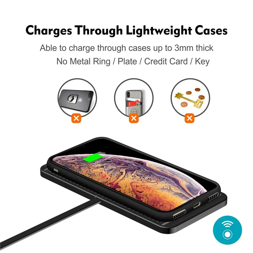 Wireless Charger Car Silicone Pad Stand For iPhone 17 16 14 13 12 Xiaomi Samsung Huawei Mobile Phone Fast Car Wireless Charging