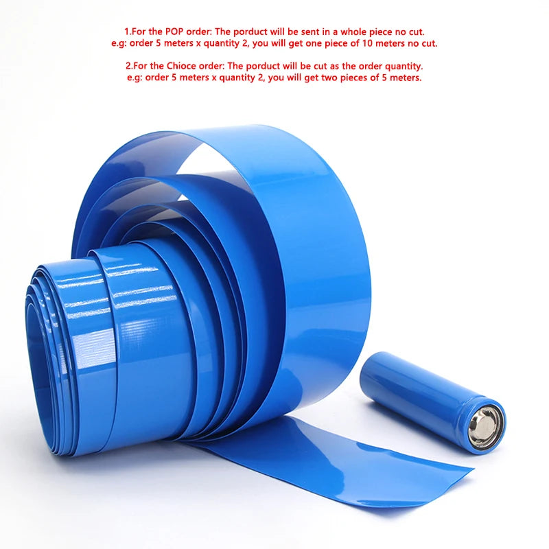 18650 PVC Heat Shrink Tube Battery Pack Blue Width 29.5mm~300mm Insulated Protection Film Wrap Lithium Case Cable Sleeve