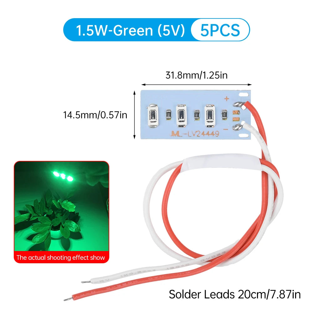 5pcs DC 5V 1.5W High Brightness 5730 LED Lamp Bead Module Decoration Atmosphere Light Board Red/Green/Purple/Yellow/Blue/White