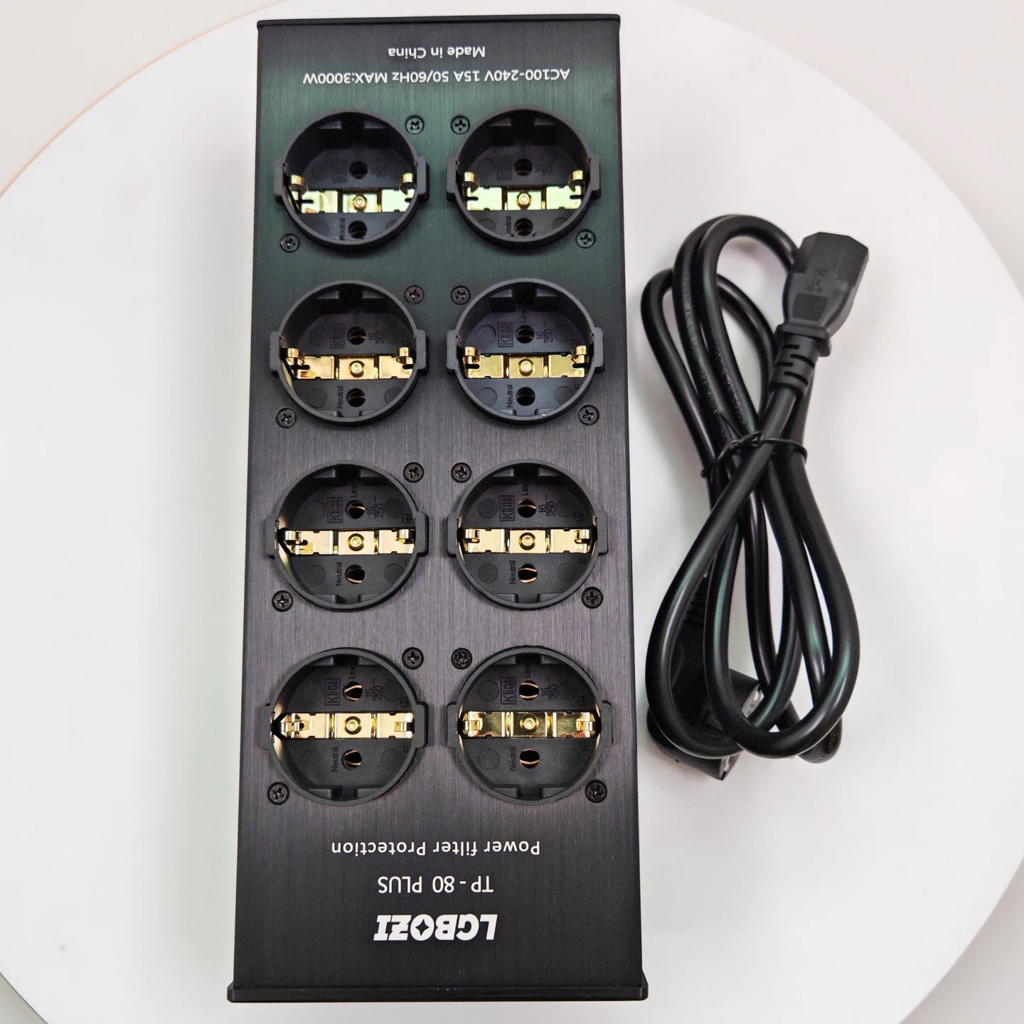 LGBOZI Tp80 Power Filter Socket Noise Reduction Overload Protection Voltage Display Function Audio Amplifier European Plug Board