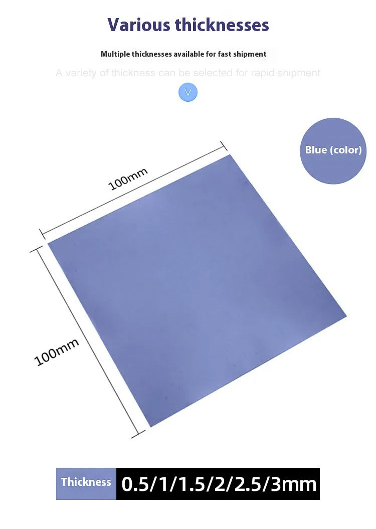 100mm 6.0W/mK PC Computer Processor GPU CPU Heatsink Cooling Thermal Pad High Performance 0.5/1/1.5/2/2.5/3mm Multi Thickness