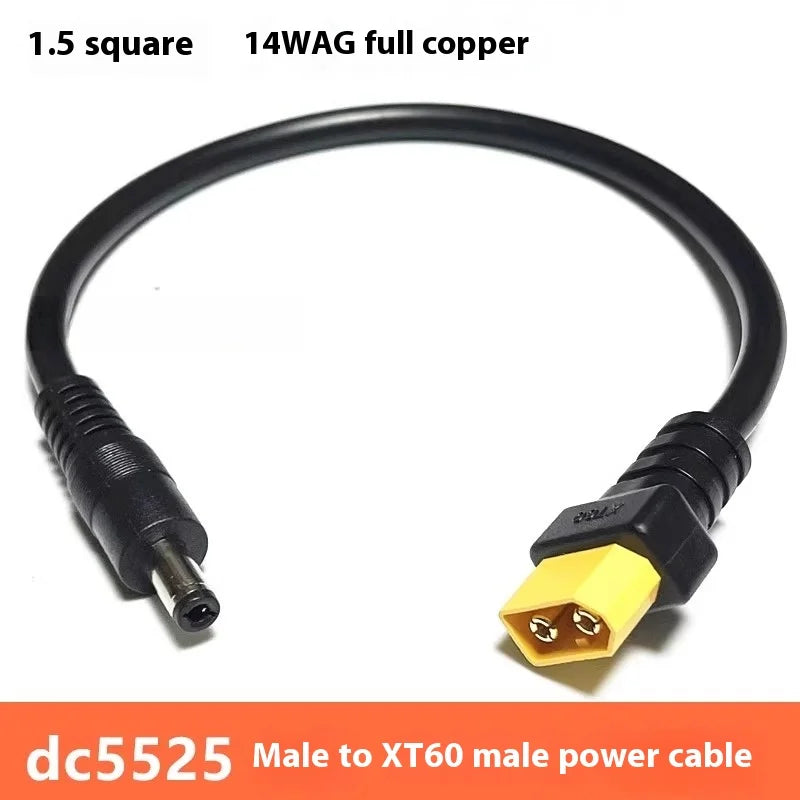 1.5 Square Ultra-soft XT60 Plug Male Female Connector to DC 5525/DC5521 Power Cable for Fly FPV Multirotor Field Repairs Apply