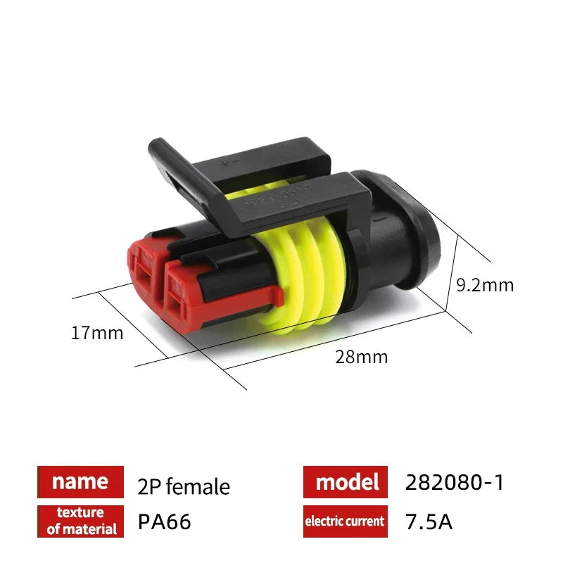 20/50/100Sets 1.5 Series AMP Automobile Connectors 1/2/3/4/5/6 Pin Super Seal Waterproof  Electrical Wire Connector PA66 Nylon
