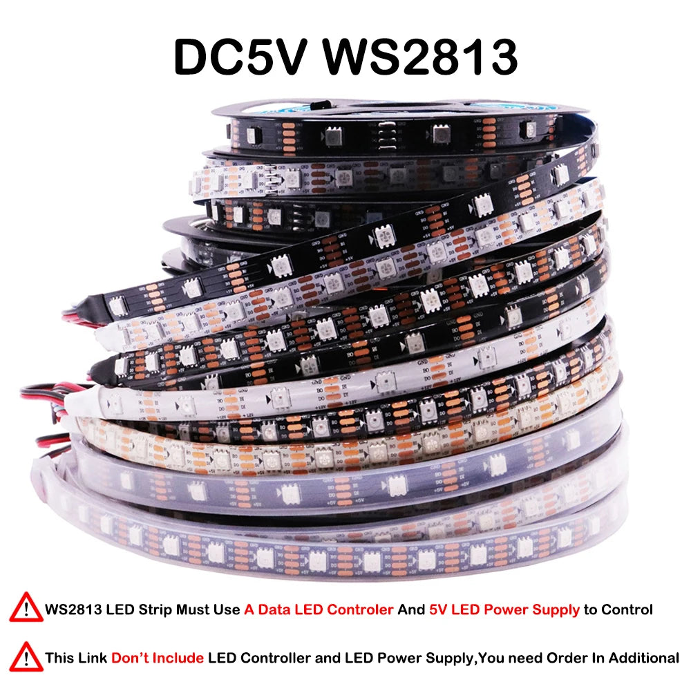 WS2812B WS2815 WS2813 Individually Addressable RGBIC LED Strip WS2811 WS2812 30/60/144Pixels/Leds/m Smart Tape Light DC5V/12V