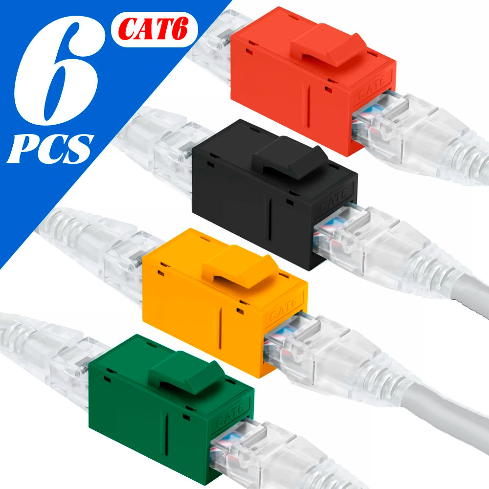 For RJ45 CAT6 Keystone Coupler Colorful Network Straight-through Connector Cat6 RJ45 Adapter Insert Inline Coupler CAT6 Keystone