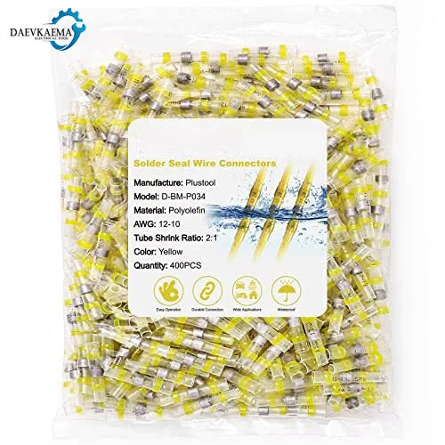 Blue Heat Shrink Solder Seal Wire Connectors Kit Waterproof Butt Connector Heat Shrink Electrical Terminals or Marine Automotive