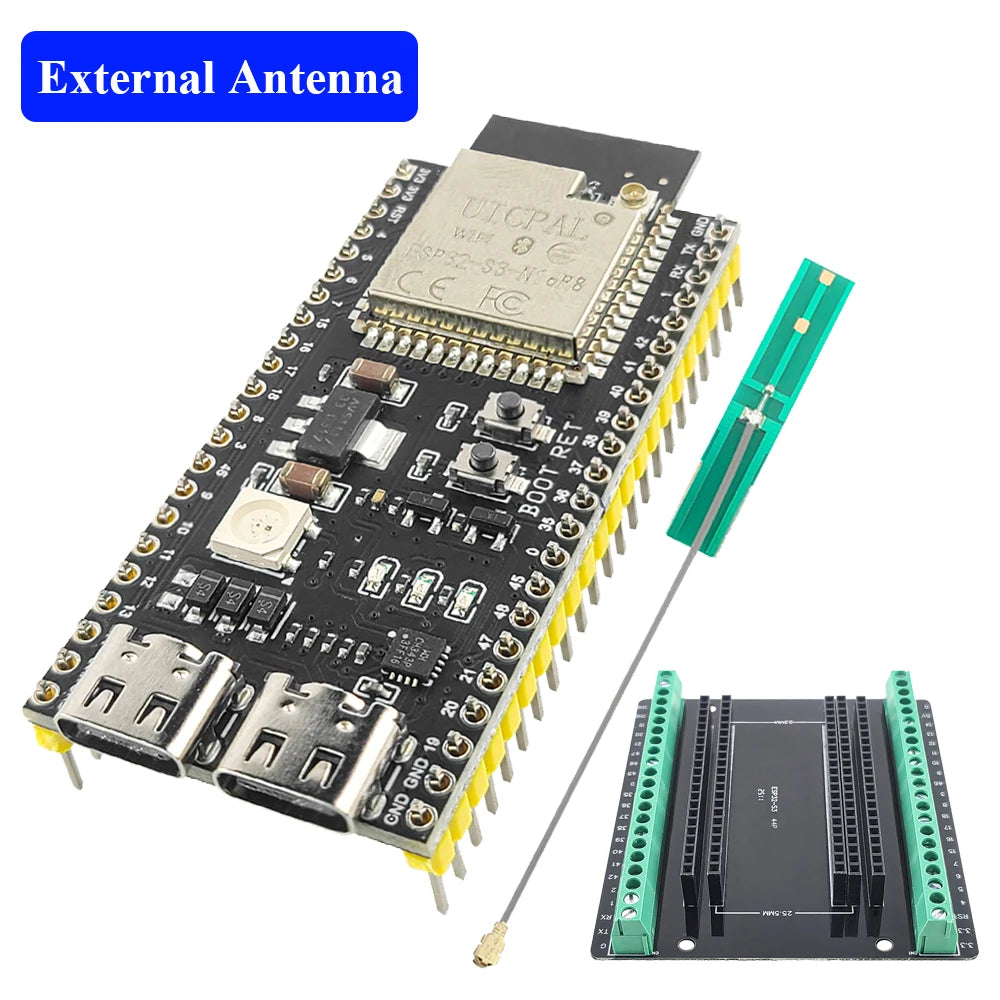 ESP32-S3 Development Board with Expansion Adapter Kit 2.4G Wifi BT Module MCU ESP32-S3WROOM1 N16R8 44Pin Type-C ESP32-S3