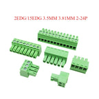 10PCS/Pairs 2EDG 15EDG 3.5MM 3.81MM  PCB Screw Terminal Block Connector Pulg  Header Socket  Green Phoenix Terminal Block 2-24P