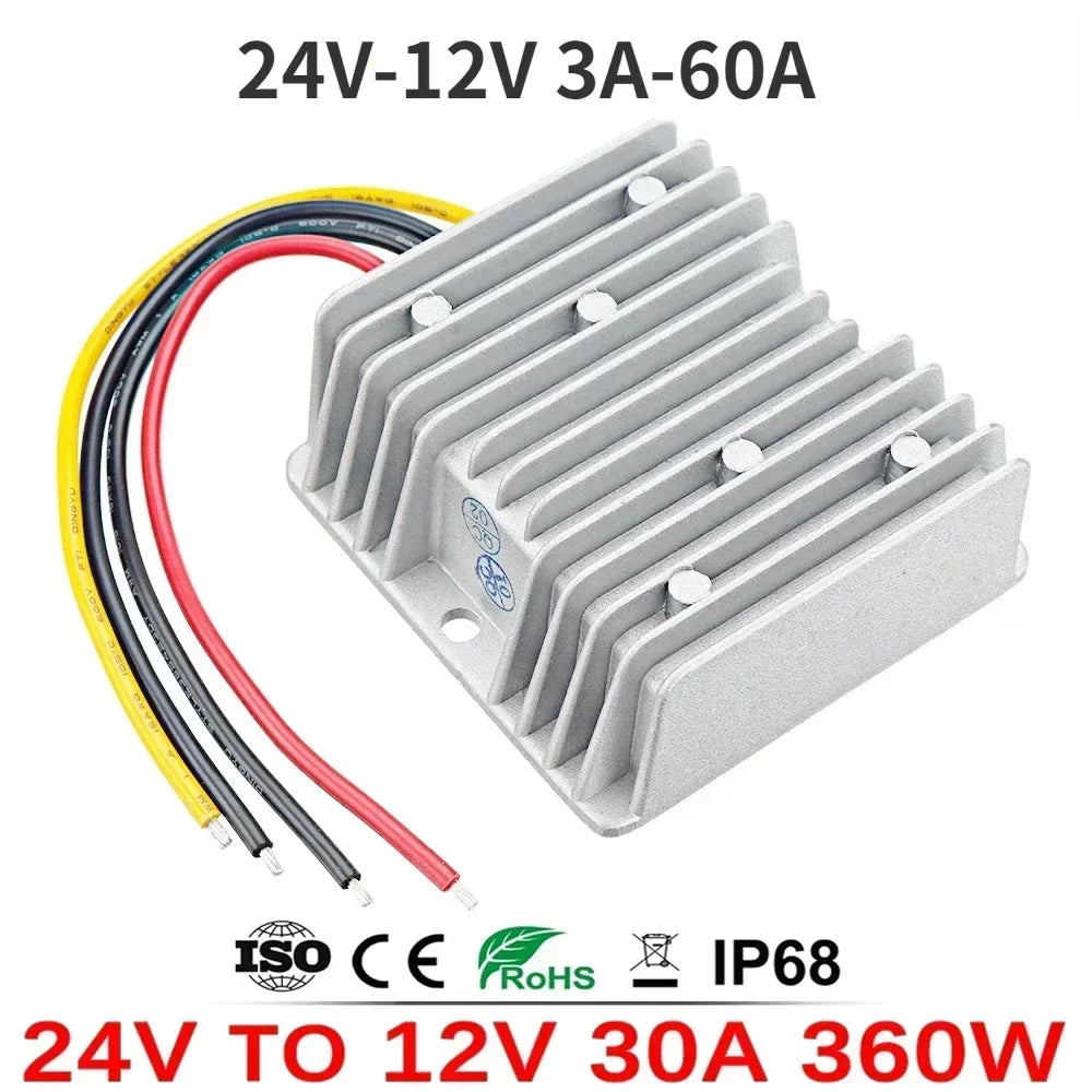 24V to 12V 3A -60A Reliable DC to DC Converter Step Down Voltage Regulator 24 Volt to 12 Volt Buck Supply Module for Cars Solar