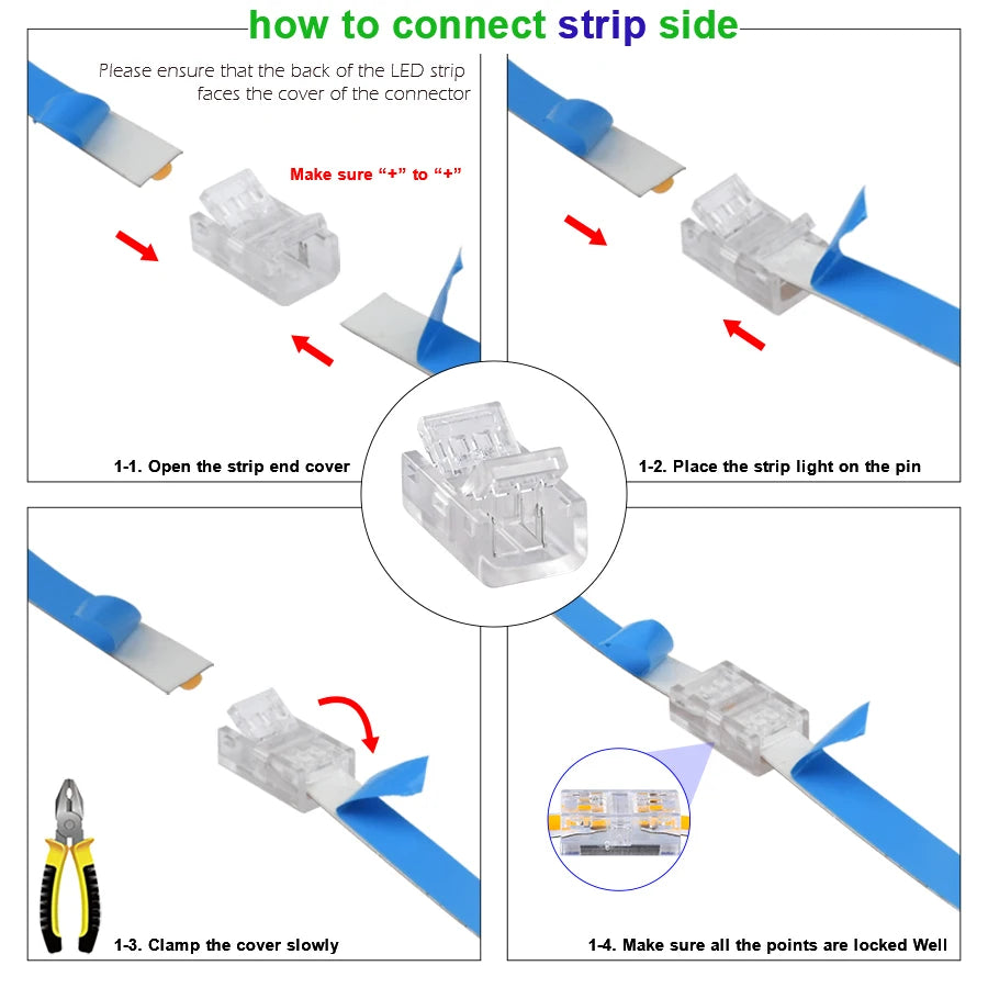 8mm 10mm 2pin COB LED Strip Connector Tape Lights L Shape LED Corner Connectors for SMD COB 5050 2835 Strip Light Fixed Clamps