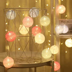 20LED Cotton Balls String Lights Waterproof Fairy Garland Lamp Outdoor Garden Patio Wedding Christmas Home Decoration Soft Warm