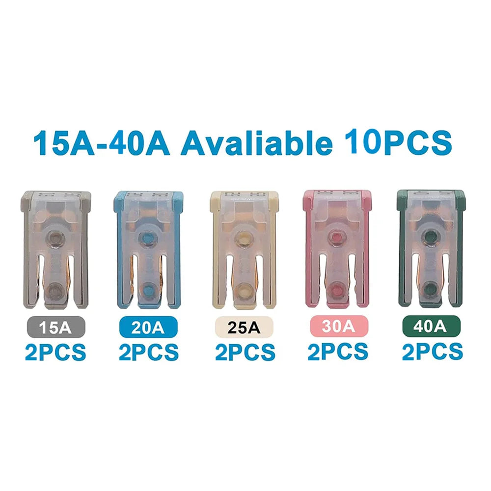 10/14/16/28Pcs MCASE Fuse 15A 20A 25A 30A 40A 50A 60A 32V Mini Slotted Automotive Shaped Cartridge Kit With Plastic Shell Box