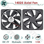 Gdstime 140mm Fan 24V 12V 5V Cooler 140*25MM Case CPU Fan 14025 Radiator Fan for Home Mechanical Equipment,Humidifiers Cooling