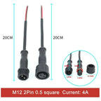 2Pin M8 M10 M12 M14 5521DC Mini Plug Male Female Butt Plug with Wire Solar Light Car PVC Waterproof Connector Plug 5.5x2.1dc
