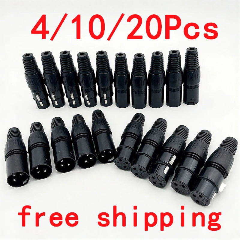 4/10/20pcs MIC Snake Plug Male Female Microphone Cable Connector XLR 3 Pin Wire Connector