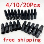 4/10/20pcs MIC Snake Plug Male Female Microphone Cable Connector XLR 3 Pin Wire Connector