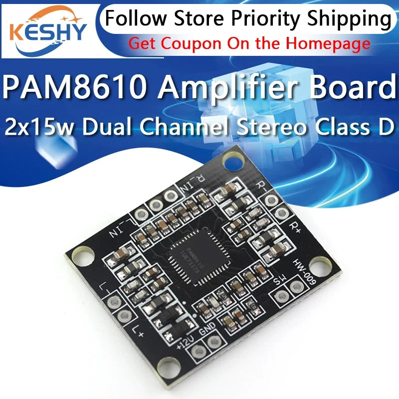 PAM8610 digital power amplifier board 2 x15w dual channel stereo mini class D power amplifier board