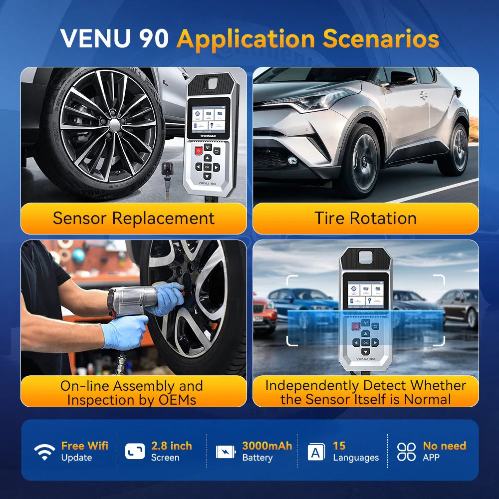 THINKCAR VENU 90 OBD Automotive Tire Pressure Monitoring Sensor TPMS Relearn Activation Programming Car TPMS Diagnostic Tools