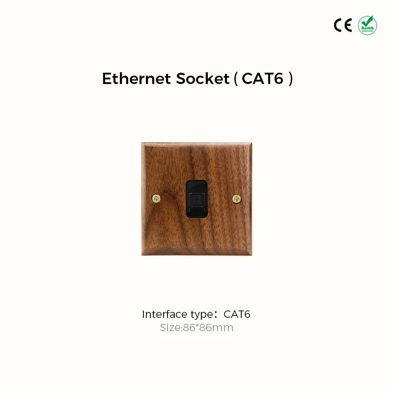 Avoir Retro Black Walnut Panel Toggle Switches USB Type C FR EU Socket Outlet Brass Lever Wall Light Switches Cat6 Rj45 For Home