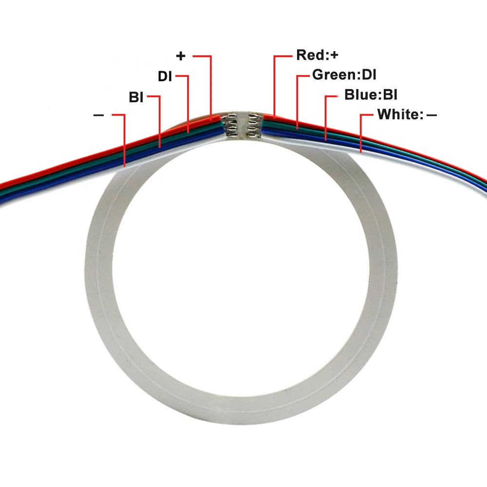 WS2815 Angel Eyes Ring 16/24/35 LEDs Breakpoint Resume Individually Addressable DC12V 5050 RGB Car Daytime Running Light