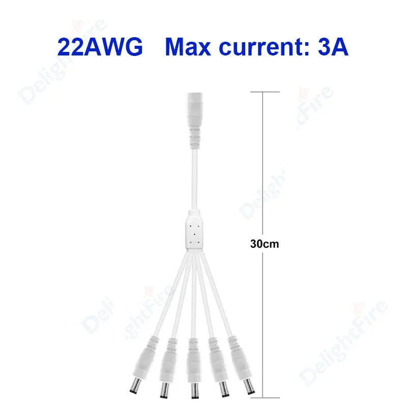 Splitter DC Power Cable 1 To 2/3/4/5/6/8 Way 5V 12V Male Female 5.5x2.1mm DC Plug Extension Wire For LED Strip Light Camera CCTV