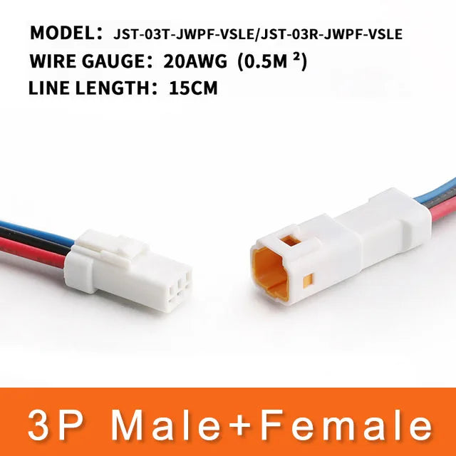5/20/100 Sets Waterproof Automobile JST Connector 2P/3P/4P/6P/8P Plug Socket With 20awg/0.5m ² Cable Wire Harness 02t/02r/03t