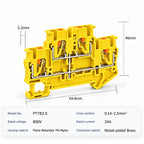 DIN Rail Terminal Blocks PTTB-2.5 Push-In Double Level 0.14-2.5mm2 Screwless Electrical Wire Connectors for Control Panel Wiring