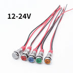 5pcs 6mm Metal Indicator Light LED Warning Signal Lamp Pilot With Wire 3V 5V 6V 12V 24V 220V Red Orange Blue Green White