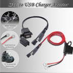 12V Waterproof Motorcycle SAE to USB Phone GPS MP4 Charger Cable Adapter Motorbikes Inline Fuse Power Supply