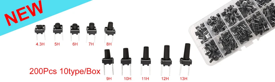20/50/100 Pcs Micro Tactile Switch Momentary Tact DIP Switch 2 Pin 6 X 6 mm Micro Touch Push Button Switch High 5 mm 6 mm 7 mm 8