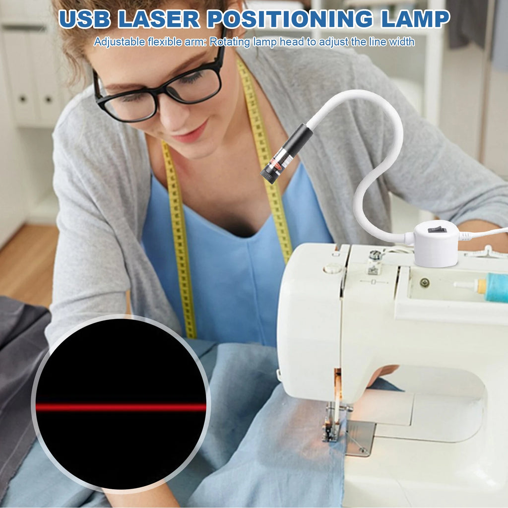 USB Sewing Machine Quilting Light with Adjustable Dot/Straight Line/Crosshair Red Laser Positioning Light for Precise Stitching
