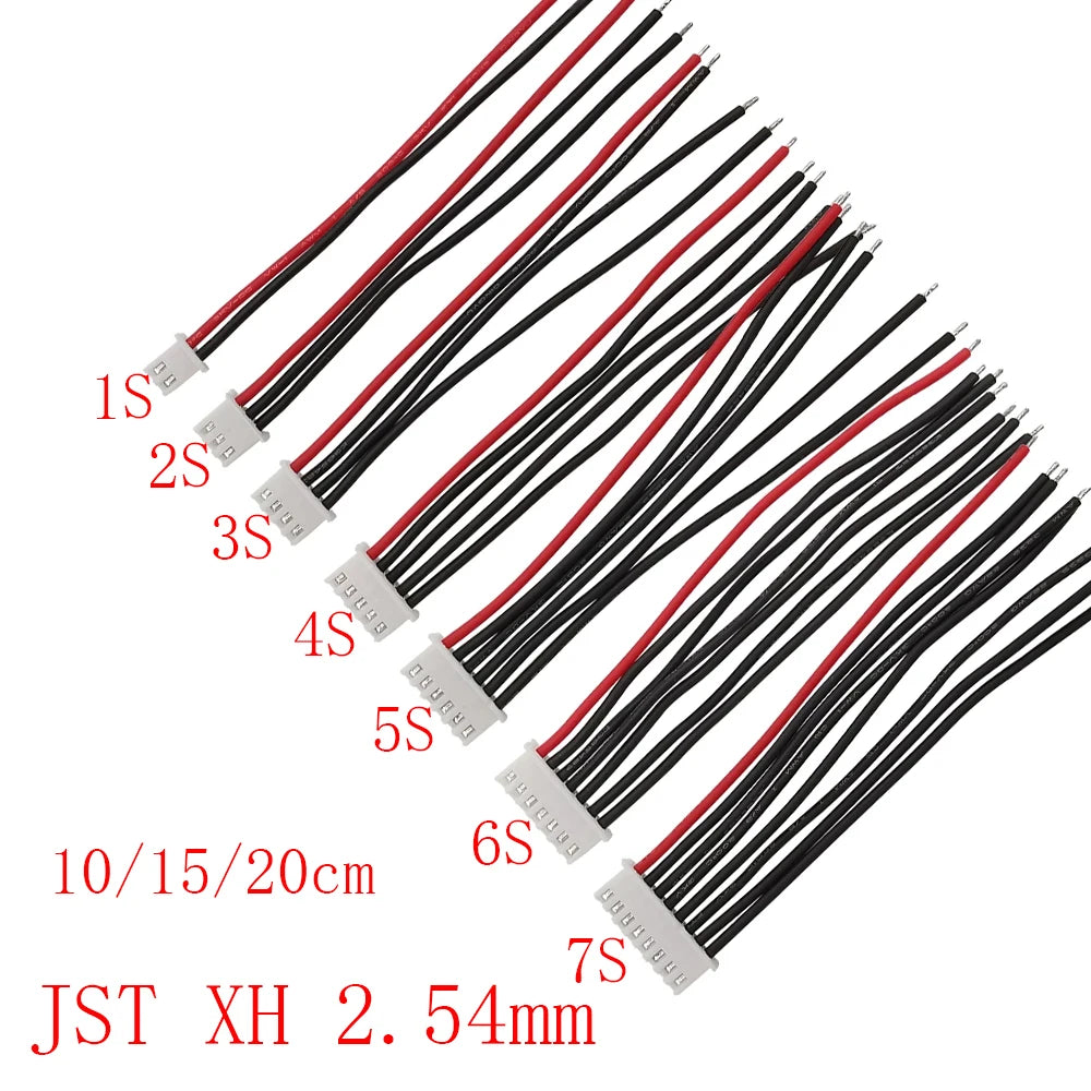 5Pcs JST XH 2.54mm Pitch 22AWG XH 1S/2S/3S/4S/5S/6S/7S LiPo Female Connector Battery Balance Charger Plug Wire Cable Connectors