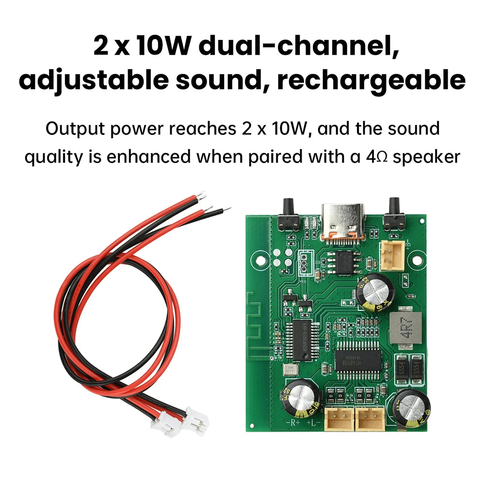 DC 5V/3.7V Tws Stereo Bluetooth Power Amplifier Board Quality Dual Channel 2x10W Audio Sound Module Car speakers