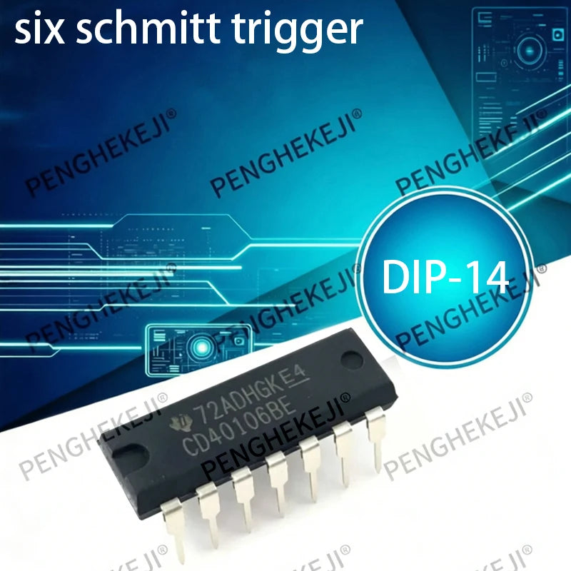 10PCS   CD40106 CD40106BE Six Schmitt Trigger Inline DIP14