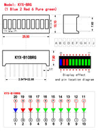 10pcs Multi-Color LED Display Bargraph Light 10 Segments Red Blue Yellow White Green Single Color Battery Level Bar Graph DIY