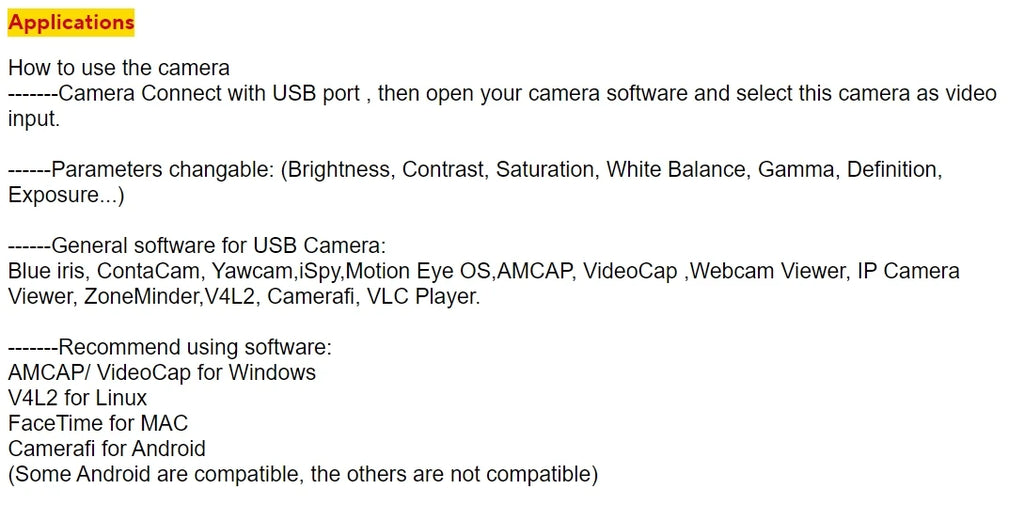 1MP 720P USB Camera Module,30fps 1280x720，Fixed Focus Webcam Driver Free, Compatible For Raspberry Pie Android Linux Windows