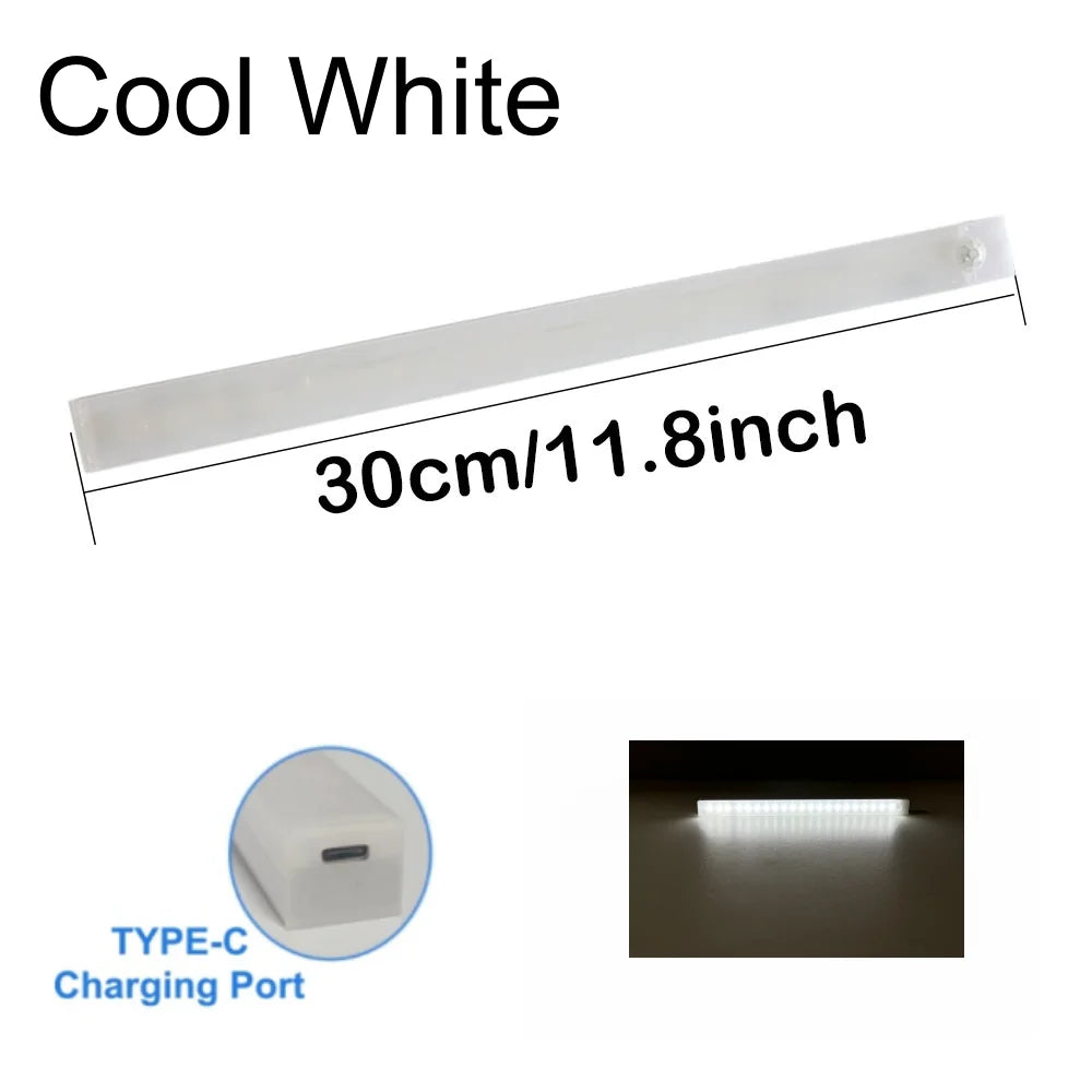Motion Sensor Bar Light Type C Rechargeable Light LED Magnetic Attraction Night Light for Kitchen Bedside Wardrobe Bookcase