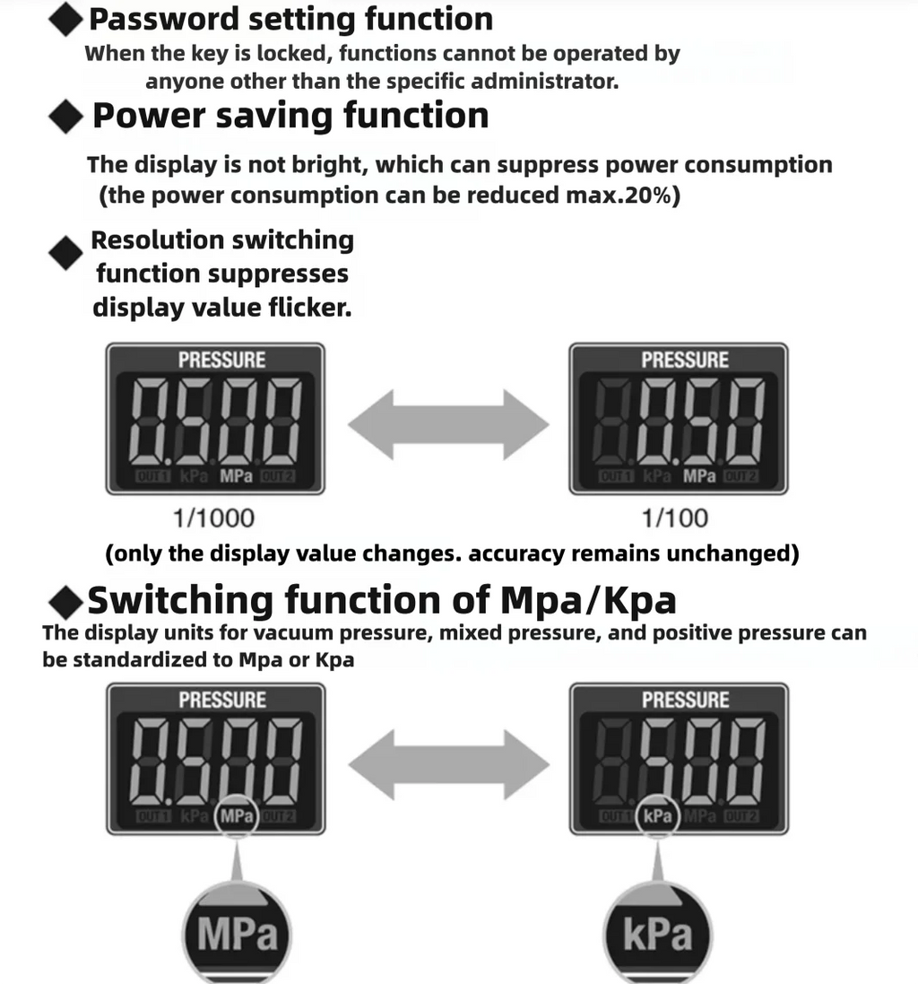 Vacuum Digital Display Pressure Switch High Precision Pressure Gauge Positive and Negative Pressure ISE30A ZSE30A Pneumatic