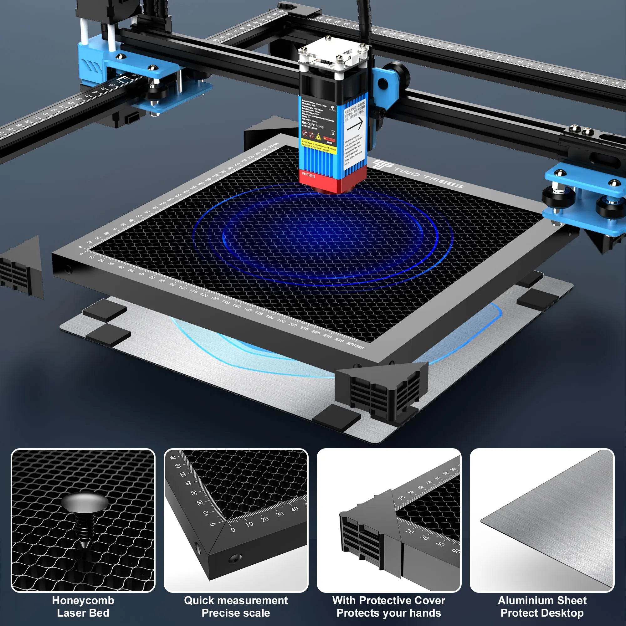 TWOTREES Honeycomb Working Table for CO2/Diode Laser Engraving and Cutting Machine | Durable Laser Metal Bed CNC Tools