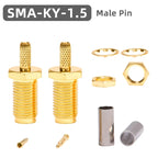 5PCS SMA-KY-1.5 Male Plug Open Sunroof Connector SMA Female Jack Nut RF Coaxial Crimp Cable for RG174 RG316 LMR100 Cable