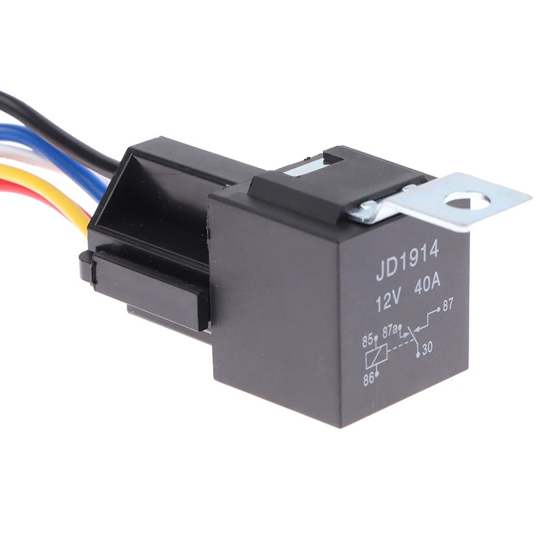 12V 40A Car Truck Auto Automobile Automotive Relay With 5 Pin Socket 5 Wires For Car GPS Lamplight Fan Air Condition