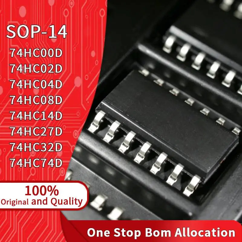 74HC00D 74HC02D 74HC04D 74HC08D 74HC14D 74HC32D 74HC74D 74HC86D SOIC-14 SMD Inverter  Integrated Circuit Logic IC Gate Chip