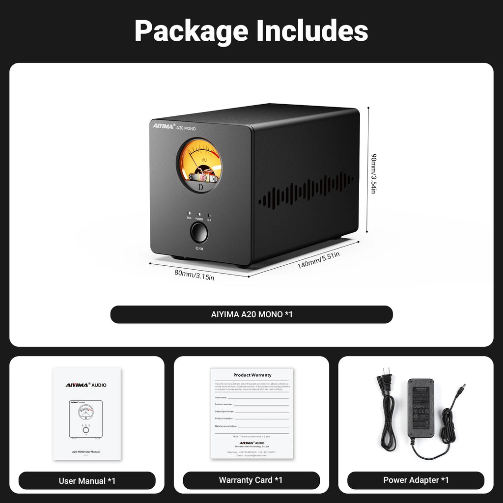AIYIMA A20 MONO PFFB TPA3255 Power Amplifier 300W Class D MONO Amp XLR RCA TRS Input Sub Out HPF Home Audio 12V Trigger VU Meter