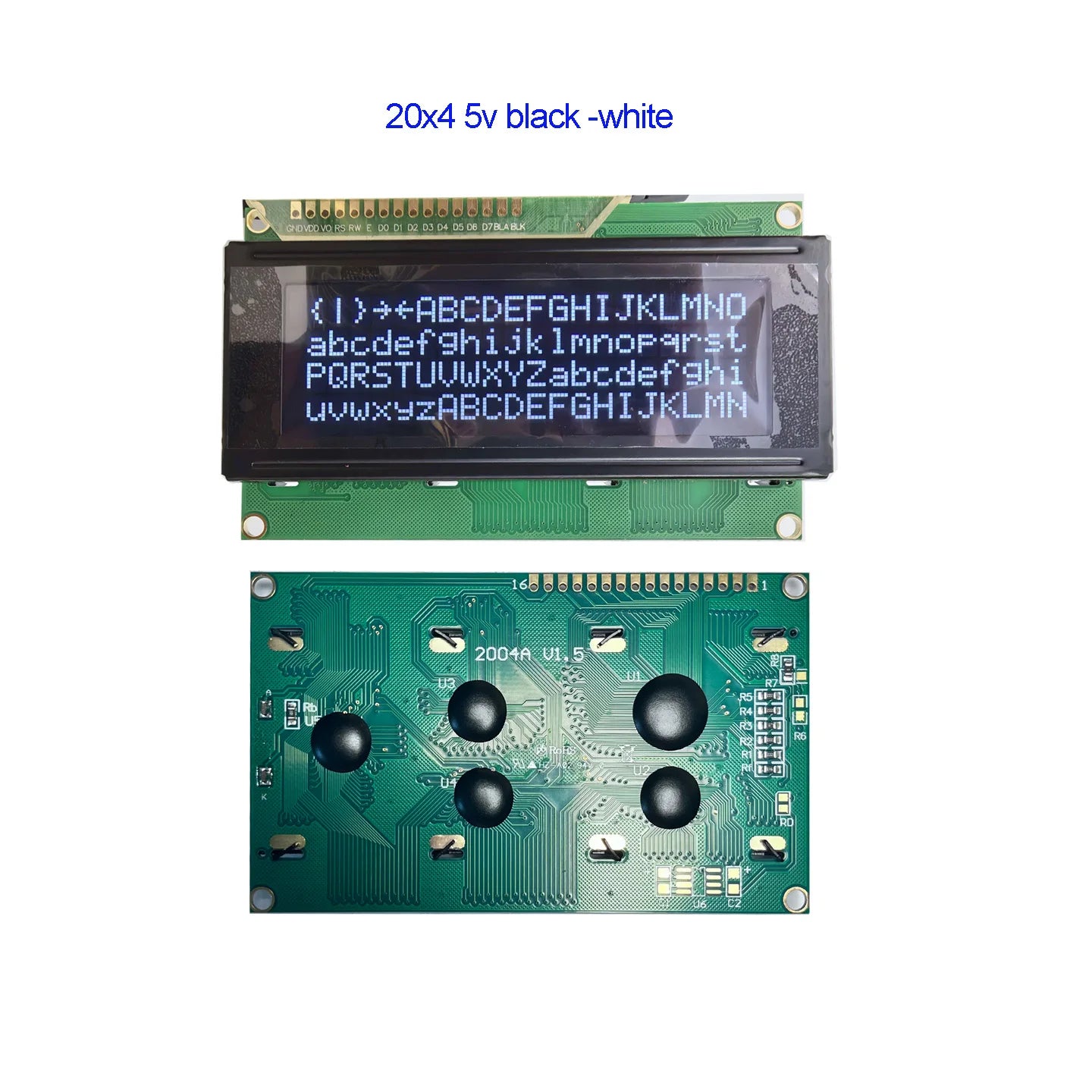 2004A 20x4 IIC I2C LCD Display Blue White Green Screen RGB Backlgiht Black Character 3.3V or 5V 98X60mm