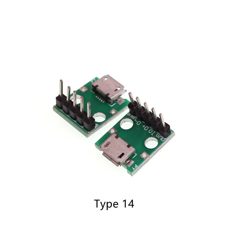 1pcs USB Male Connector/MINI MICRO USB to DIP Adapter Female Connector 2.54mm B Type-C USB2.0 3.0 Female PCB Converter