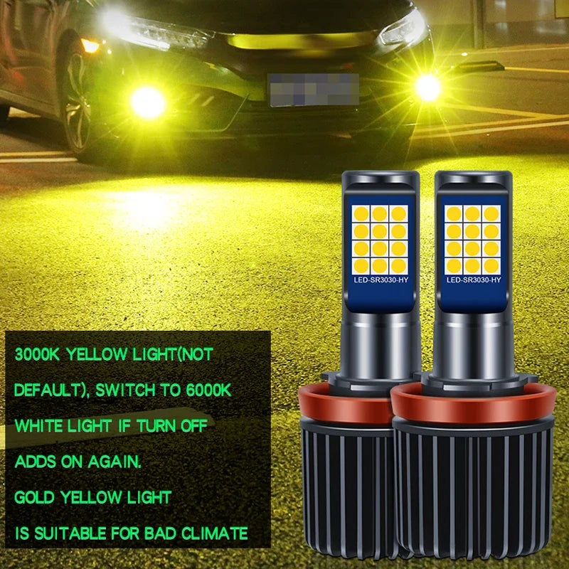 2PCS Strobe Car Fog Lamp H1 H3 H8 H11 LED 9005 HB3 9006 Hb4 H7 Auto Daytime Running Light Flash Driving Bulb White