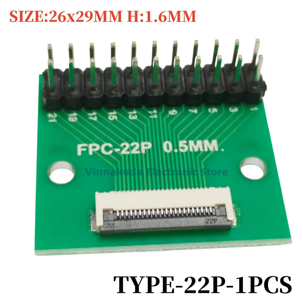 1PCS FFC/FPC Conversion Board 0.5mm Connector to 2.54MM Double Row Bent Pins 4/10/14/15/16/22/26/30/32/36/42/45/60/64/68/80/96P