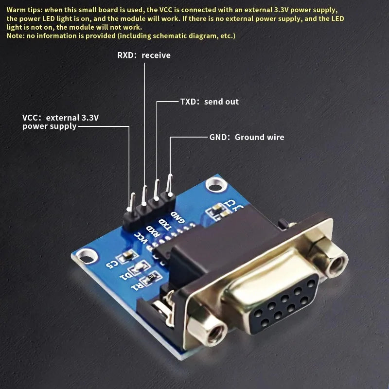 5PCS RS232 To TTL Converter Module，MAX3232 3.3V To 5V RS2323 COM Serial Prot Board To TTL Connector for Arduino Microcontrollers